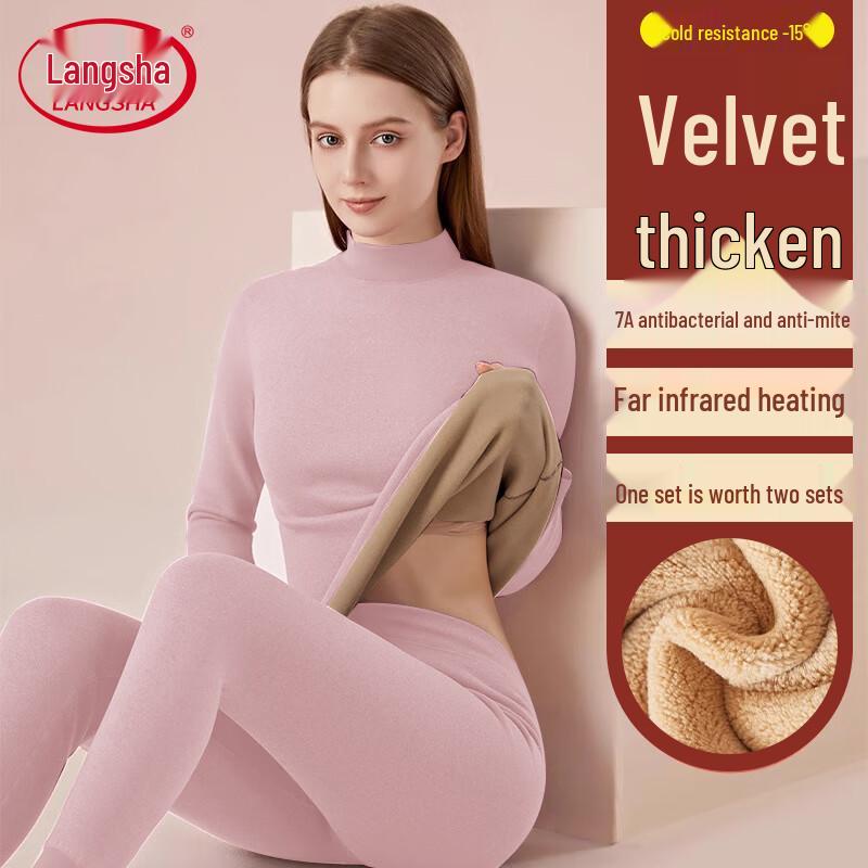 

Langsha Women s Lamb Wool Thermal Underwear Set L
