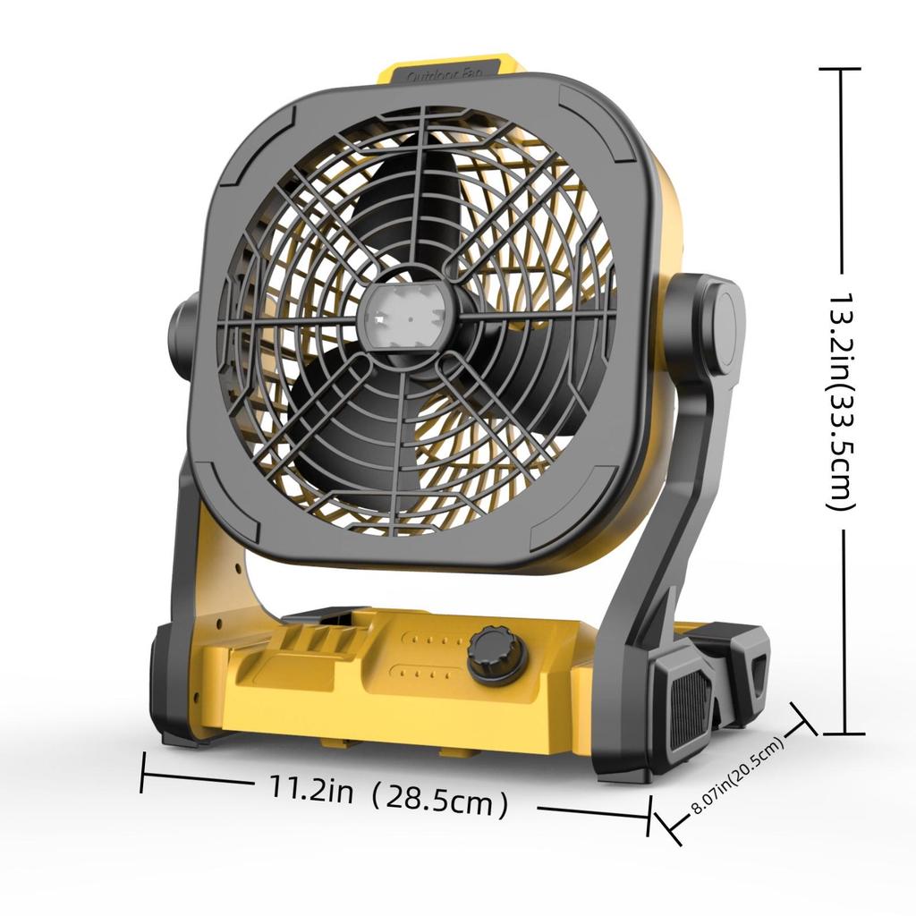 Dual-Use Cordless Lithium Battery Fan for Outdoor and Camping - Compatible with DeWalt, Makita, Milwaukee.
