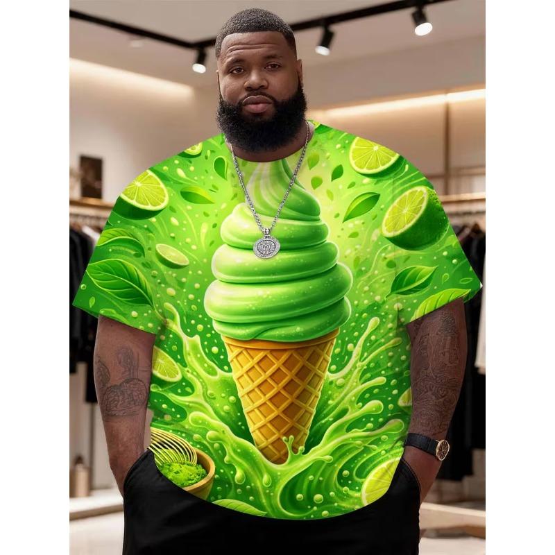 Herren 3D Muster T-Shirt - 3D Stickerei Design Rundhals Kurzarm Locker Große Größe Sommer Herrenbekleidung