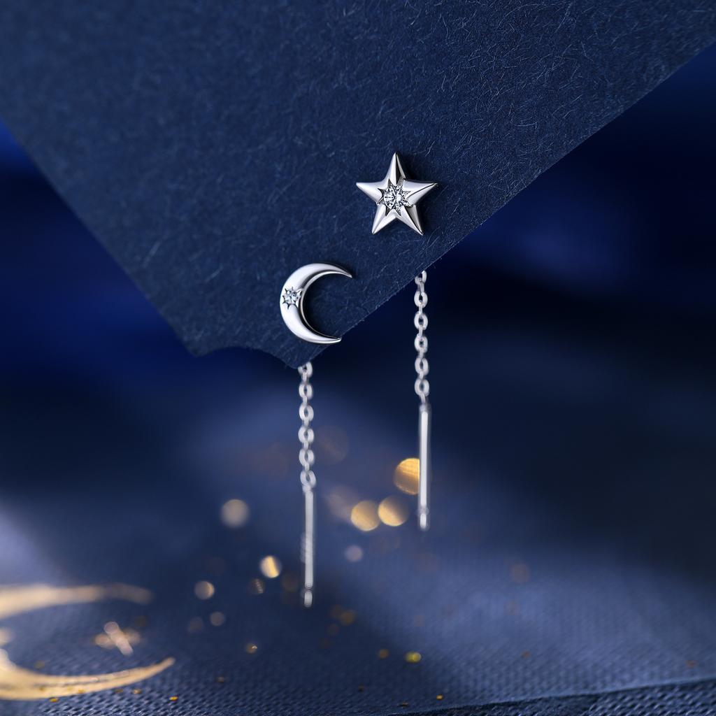 Boucles d'oreilles Lune et Étoiles Design Unique Accessoires d'oreille pour Femmes Élégantes Polyvalentes Personnalité Bijoux Quotidien