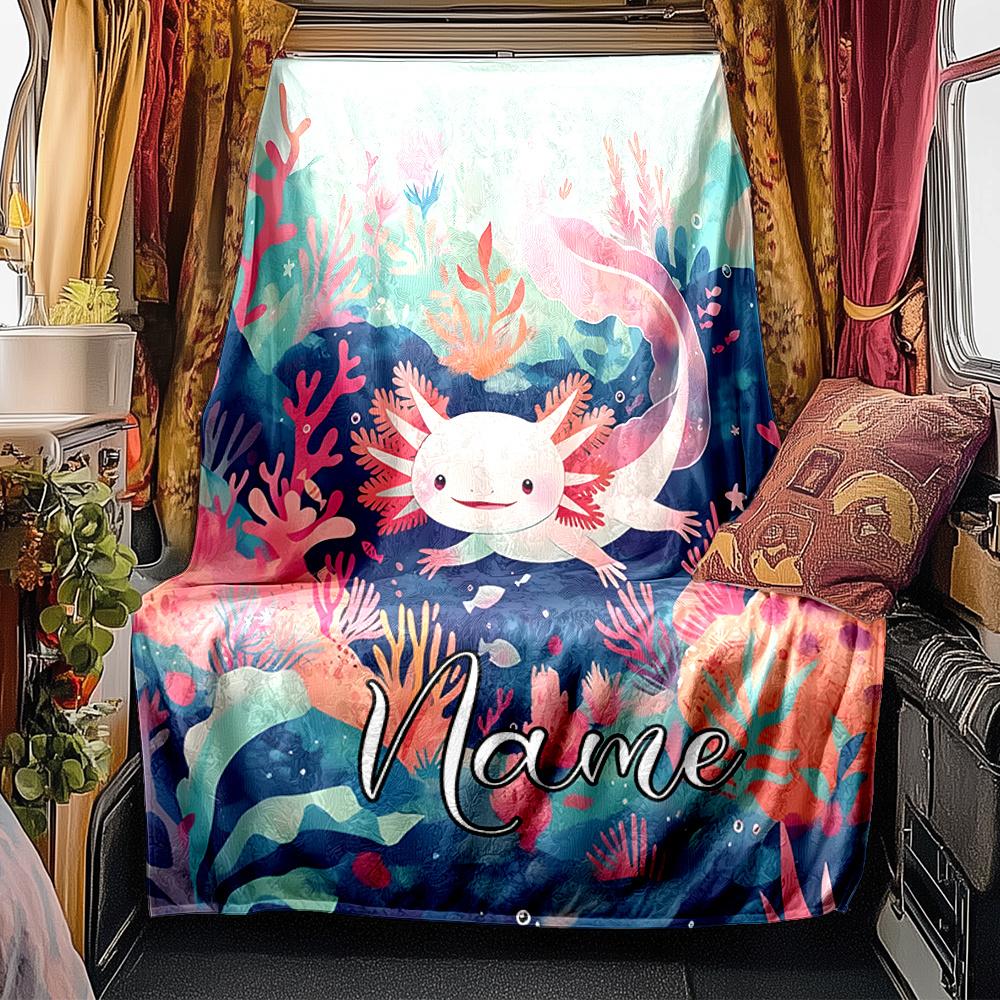Aquatic Life With Colorful Coral And Sea Creatures Blanketcustomizable With Your Namecomfortable And Stylish Perfect For Travel Beds Chairs Offices