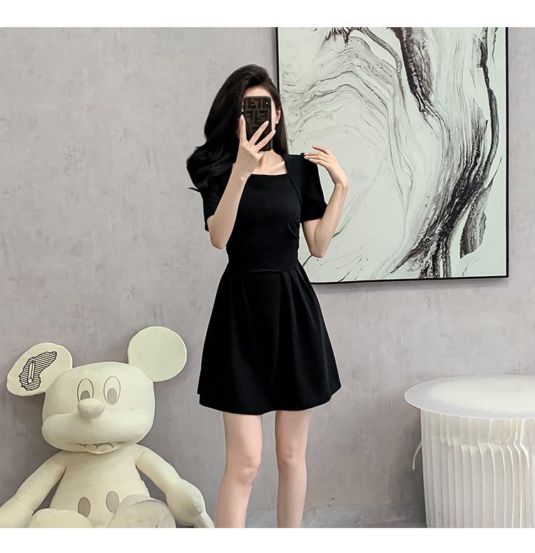 French Campanula Summer Chic Petite Square Neck Slimming Little Black Dress