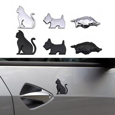 Autocollant de voiture en métal 3D représentant un animal de compagnie courant, adapté aux ailes latérales et au coffre arrière de la voiture, décoration animale