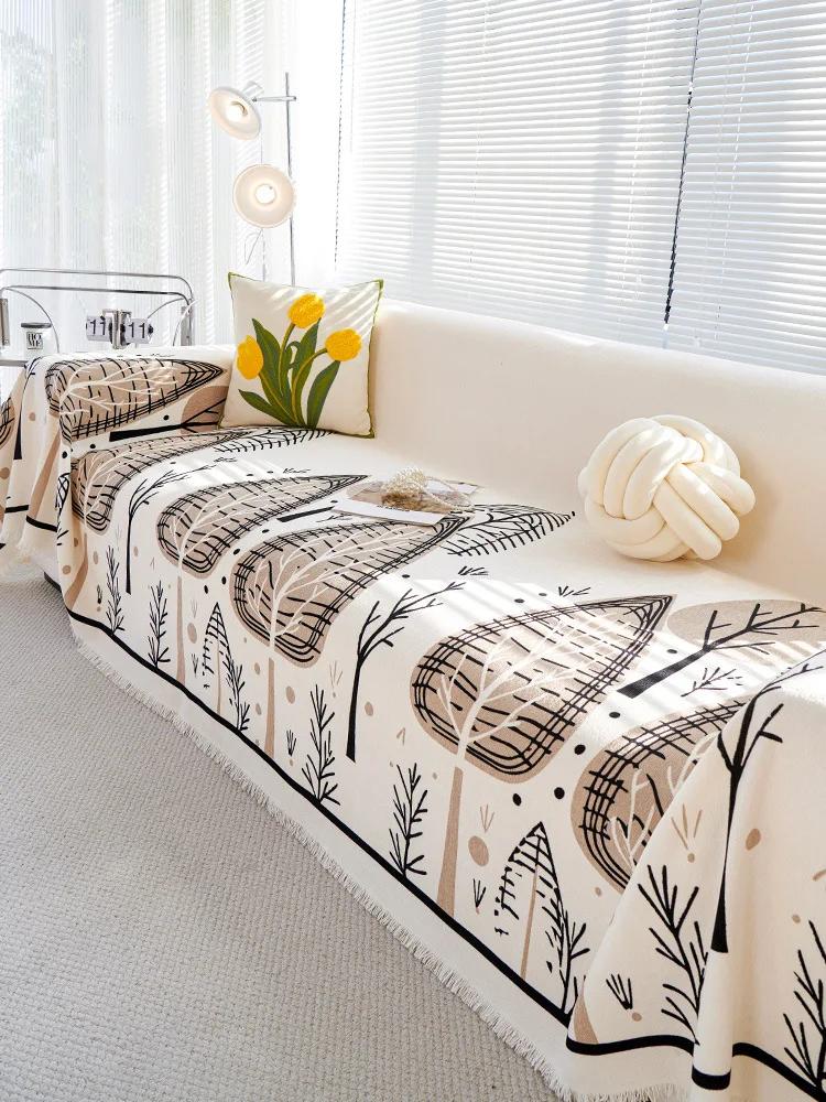 

Чехол для дивана из шенилла в скандинавском стиле, цветочное одеяло для дивана, универсальное всесезонное водонепроницаемое противоскользящее и устойчивое к царапинам покрытие для дивана 180x130cm 1pcs бежевый