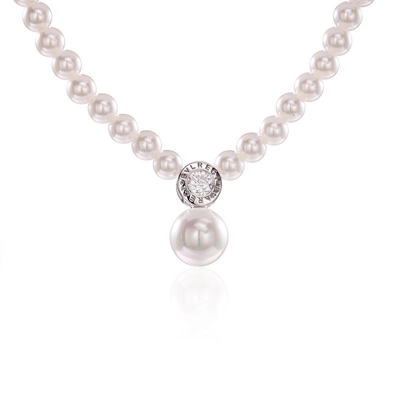 Elegant Moissanite Pearl Necklace - S925 Sterling Silver Minimalist Clavicle Chain for Women