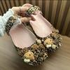 Leopard Print Ballet Clogs with Cute Flower Buckle Decoration