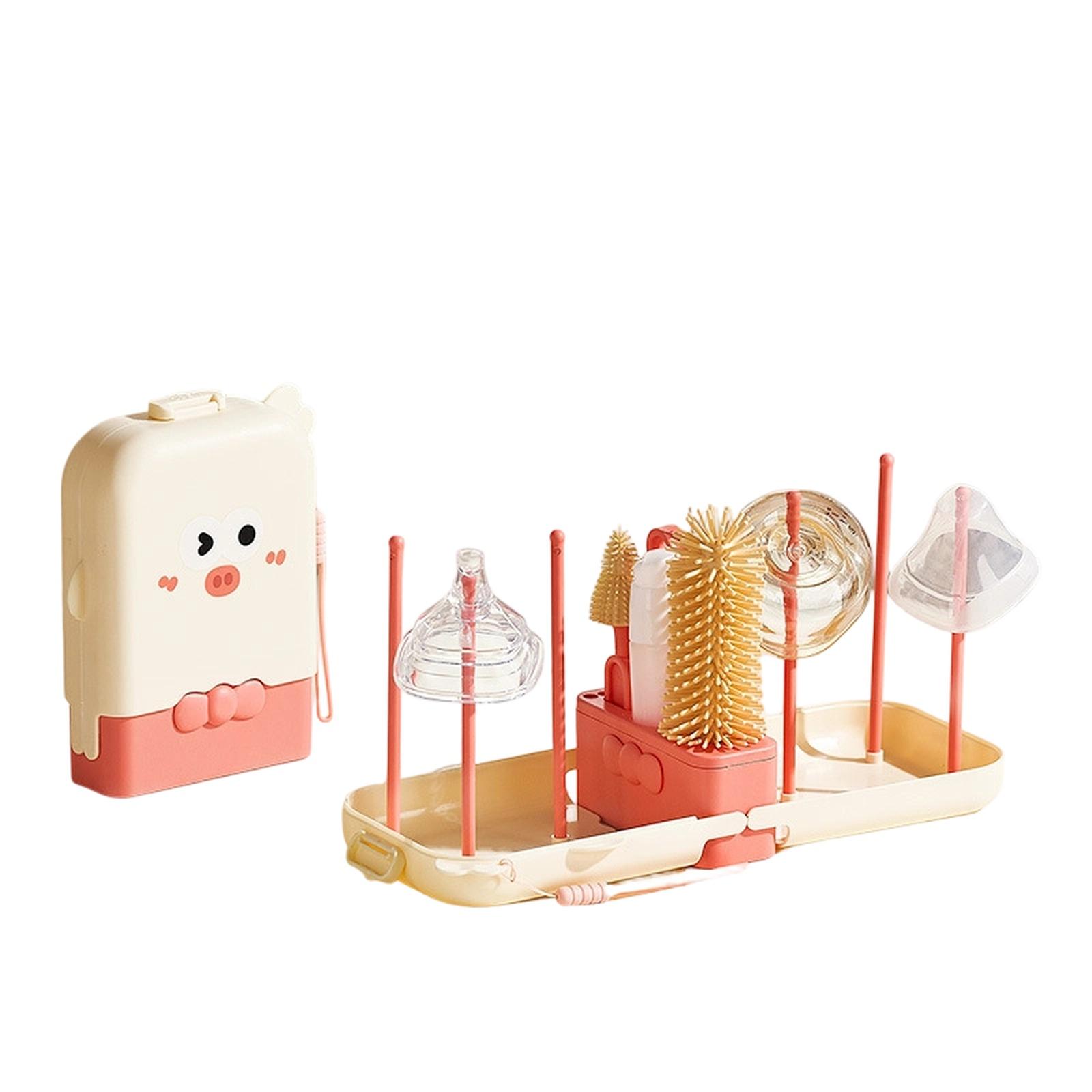 

7-in-1 Bowknot Baby Bottle Brush Set, Portable Multifunctional Infant Bottle Cleaning Brush one size рожевий
