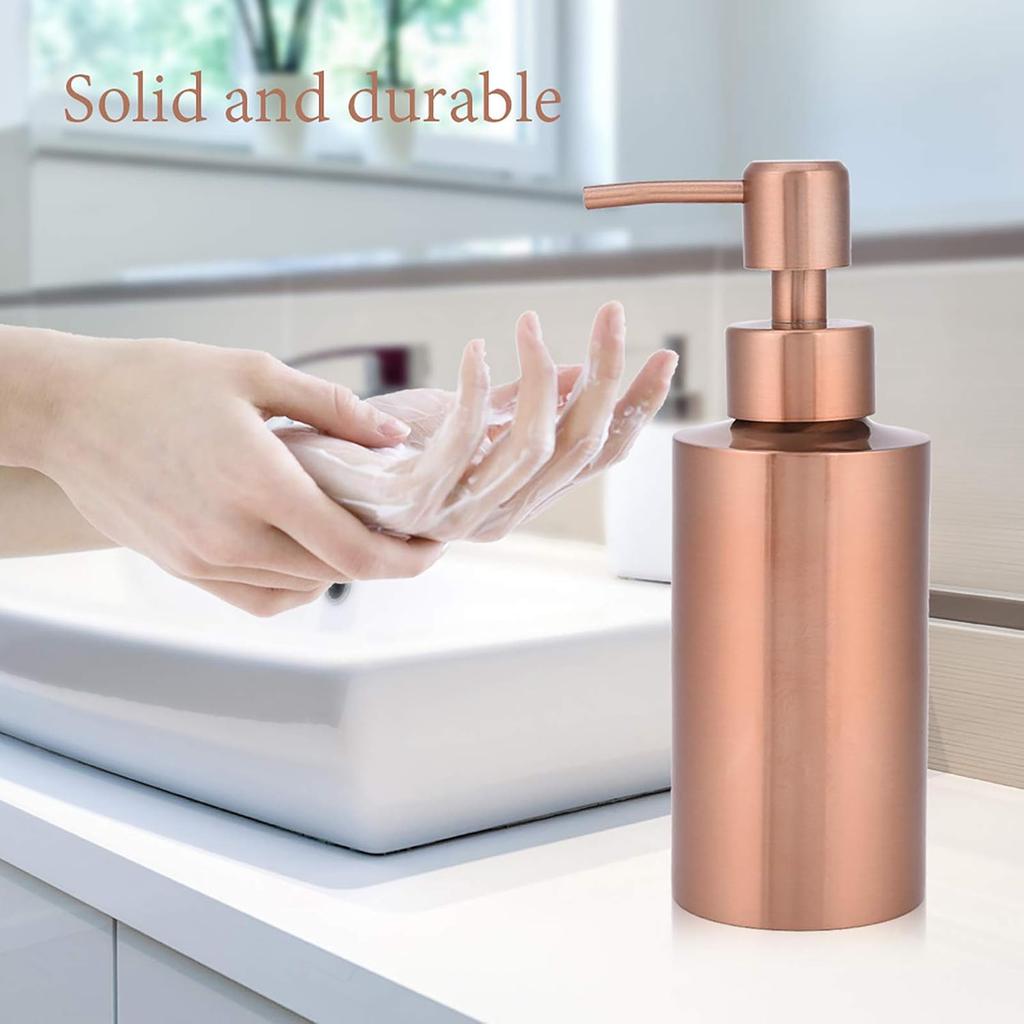 Soap Dispenser - 250ml Stainless Steel Kitchen Bathroom Countertop Hand Pump Soap Dispenser Lotion Bottle (Rose Gold)