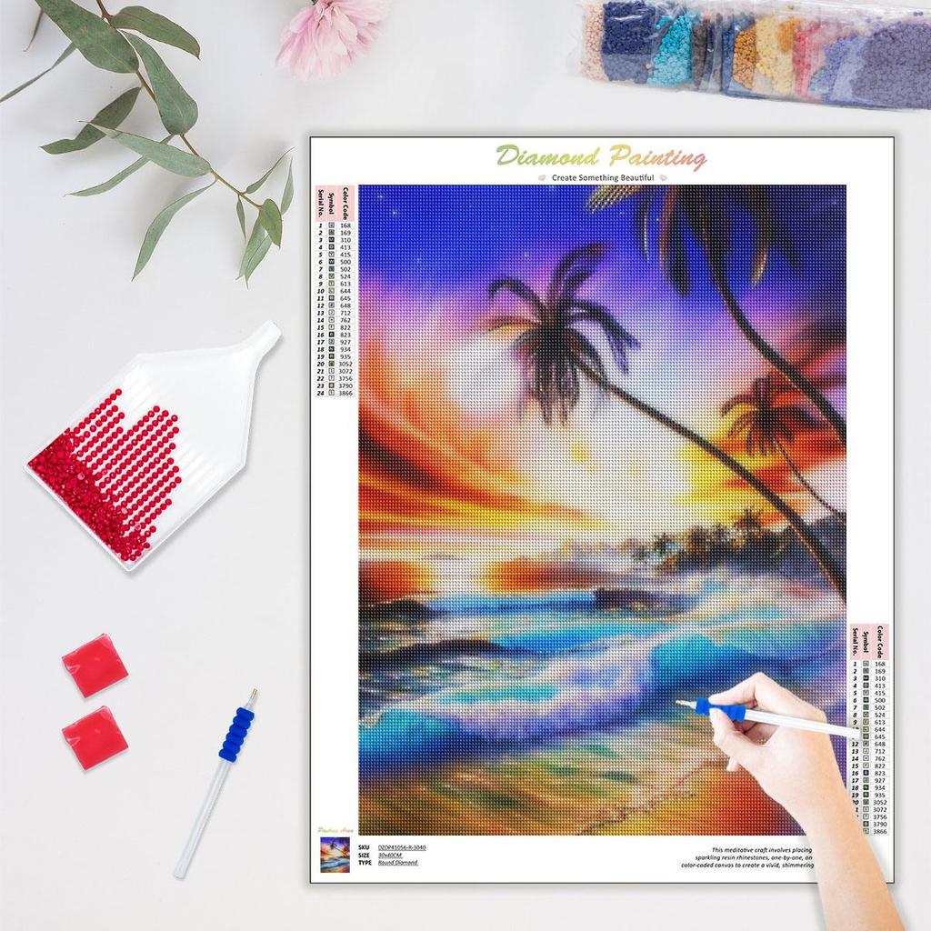 Diamond Painting Seaside Full Round Embroidery Landscape Mosaic Decor For Home 30x40cm/12x16inch