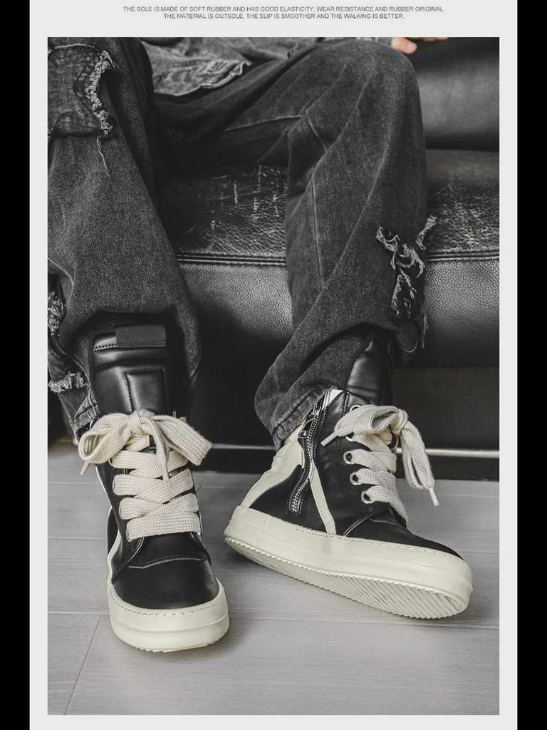 RO High-Top Retro Motorcycle Boots - Men's Versatile Autumn/Winter Casual Sports Footwear X168