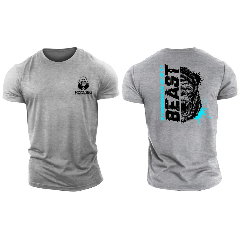 

3D-печать Strongman Beast Blue - спортивная футболка из высококачественного хлопка, повседневная мужская футболка с короткими рукавами Muscle Man Tough Guy S