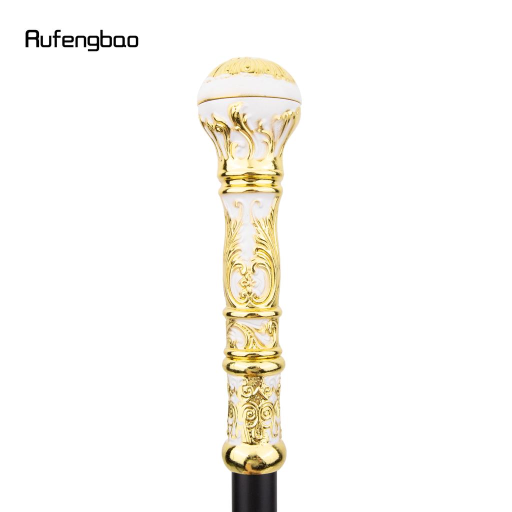 Goldener Weißer Luxus Runder Griff Mode Stock für Party Dekorative Gehhilfe Eleganter Krummstab Knauf Gehstock 93cm