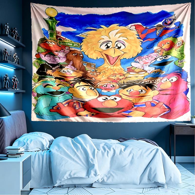Sesame Street Print Tapestry, Lightweight Wall Hanging, for Bedroom, Dorm, Living Room, Home Art Decor, Birthday Christmas Gift for Friends