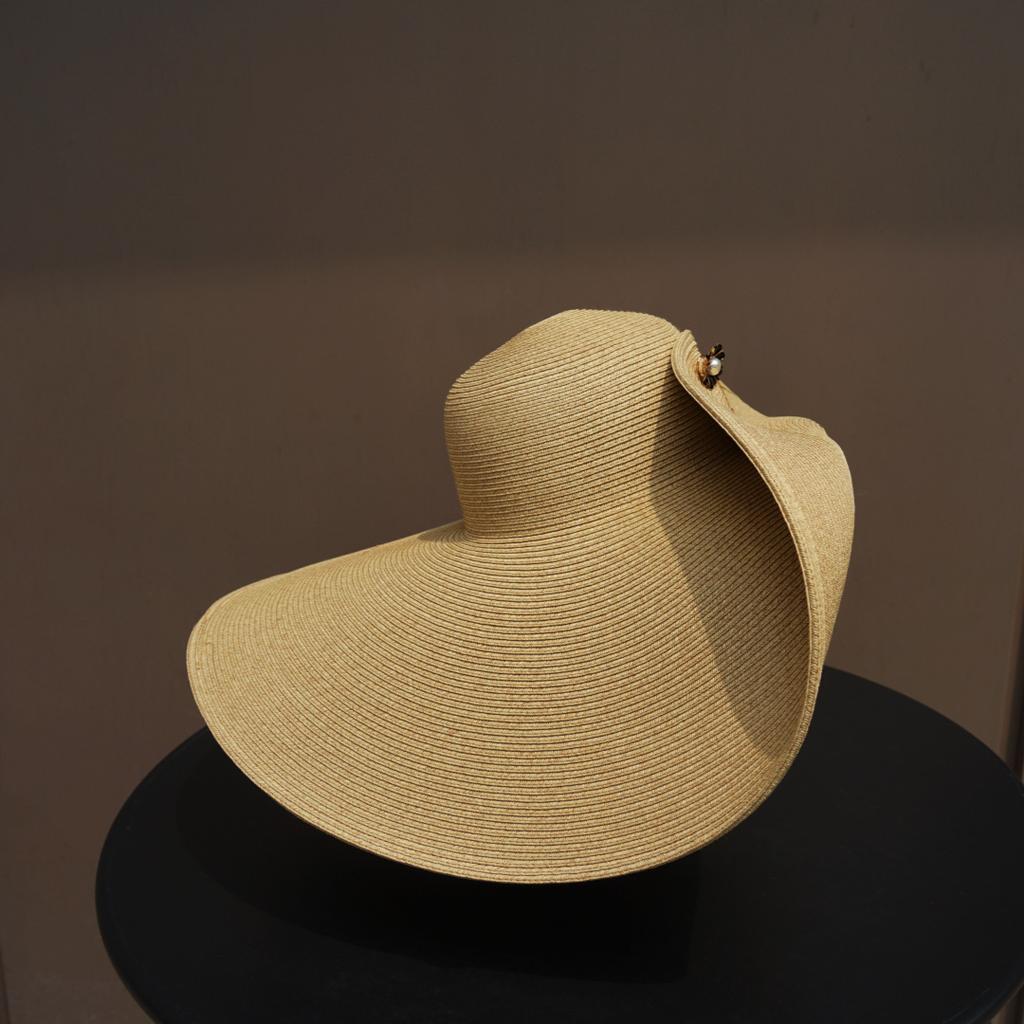 French Elegant Small Fragrance Retro Big Brim Travel Vacation Sun Protection Beach Straw Hat Women'S Summer Sunshade Seaside Sun Hat