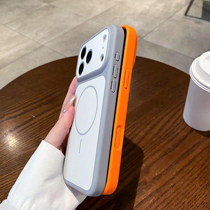 AI Camera Compatible Full Coverage Magnet Case for Apple iPhone 17 Pro Max - Skin-Feel Color Block Design
