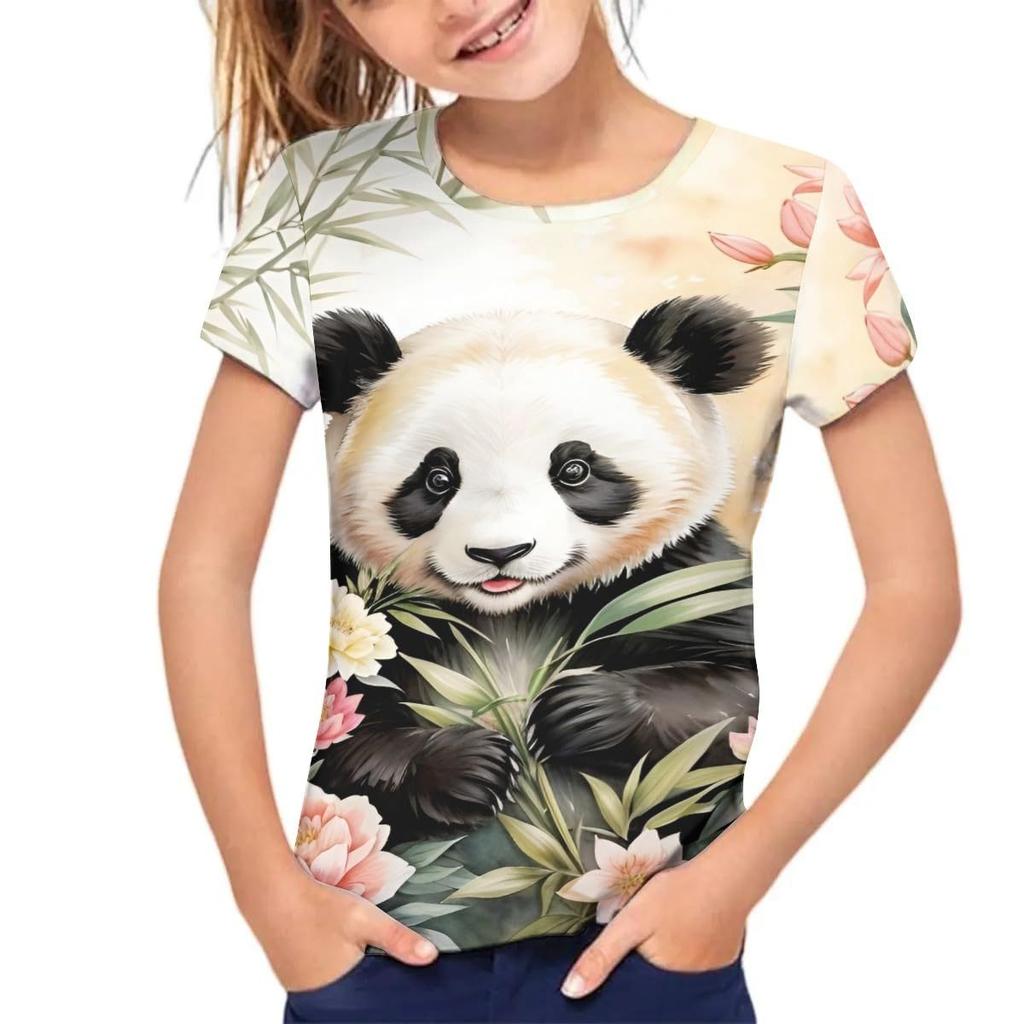 Kids T-shirt 3d Print Summer Children's Cute Animal 3D Printed Simple and Casual Round Neck Short Sleeved T-shirt