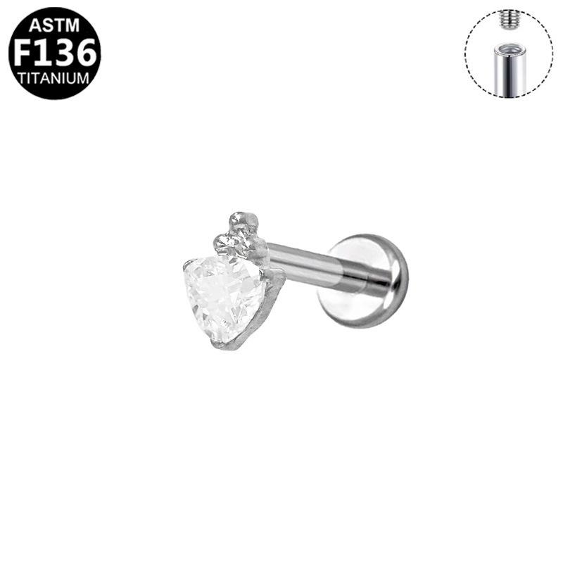 Heart Shape Little Monster Titanium Stud Earrings for Women with Diamond Details - Exquisite and Versatile Style