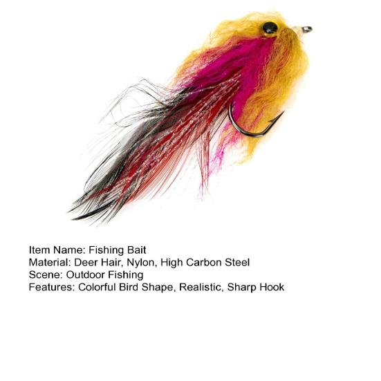 6,5cm/0,6G Fly Fishing Lure High Carbon Steel Sharp Hook Ρεαλιστική τρίχα ελαφιού Πολύχρωμο πουλί τεχνητό δόλωμα ψαρέματος Προμήθειες για υπαίθριο ψάρεμα