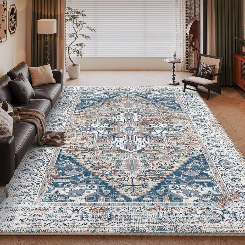 Persian Retro Soft Carpet Living Room Decoration Home Sofa Easy Clean Rug Large Area Bedroom Bedside Non-slip Plush Floor Mats