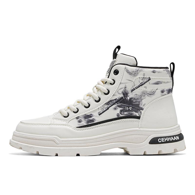 Handsome Stylish Men's Autumn Winter Spring Hightop Walking Work Boots Male Students Hightcut Skateboard Shoes