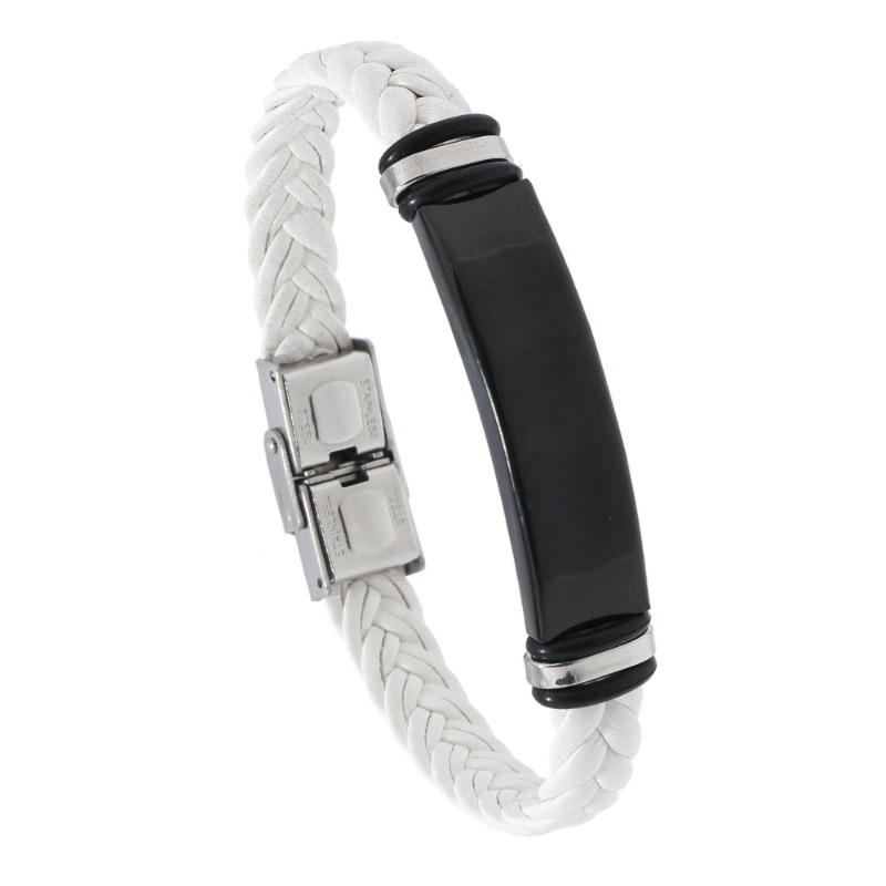 Meier Beautiful jewelry braided stainless steel men bracelet casual glossy leather bracelet bracelet