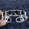 Black Spinel Gemstone Handmade 925 Sterling Silver Cuff Bangle Adjustable M-3332