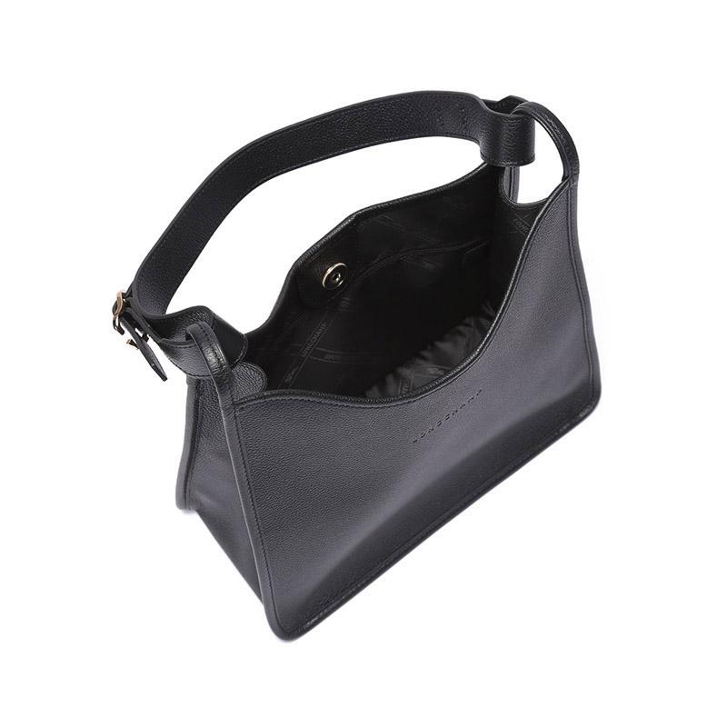 Longchamp Le Foulonné Solid Magnetic Closure Leather Shoulder Bag Women shoulder bag Black 10155021001