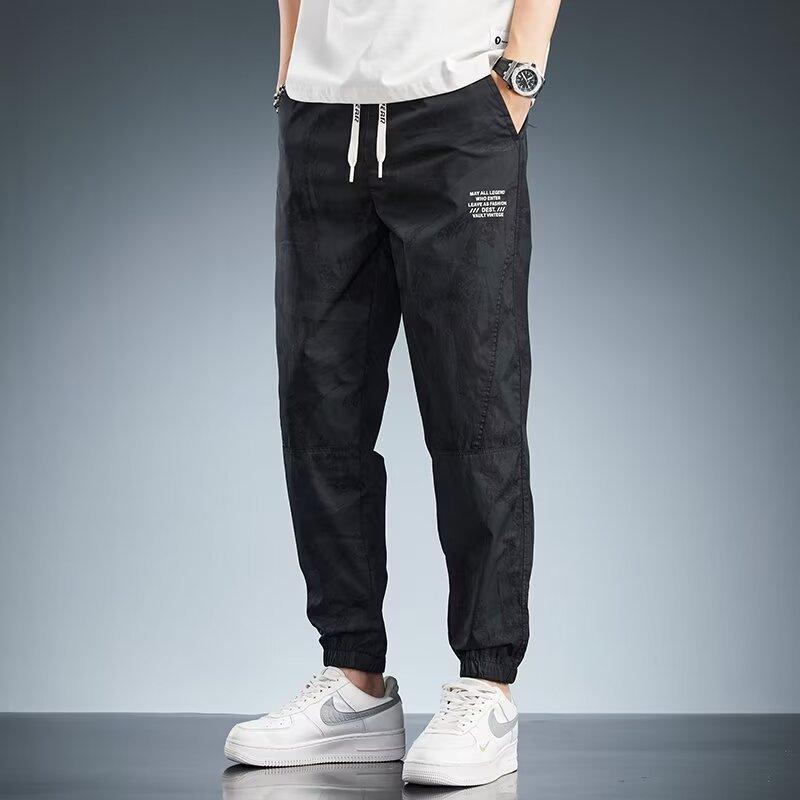 Summer Camouflage Pants Men s Trendy Overalls Retro Loose Leggings Harlan Pants Casual Pants M чёрный