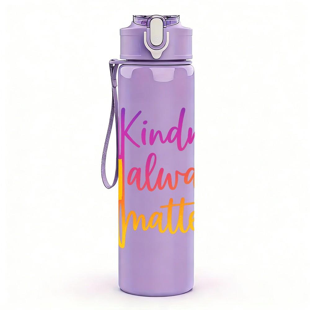1PC Kindness Always Matters Daisy 750ml Color Plastic Sports Water Bottle Leakproof Flip Straw Lid Suitable for Sports Office Home Use