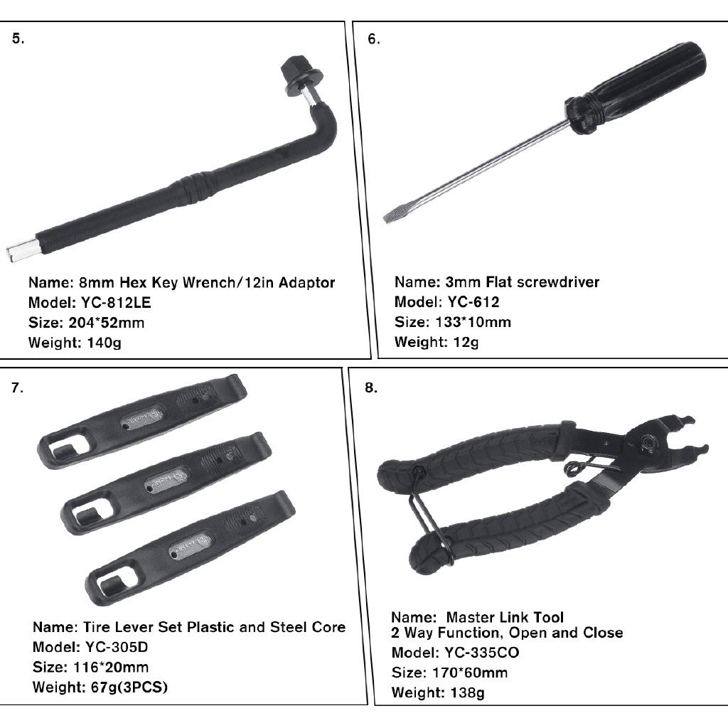 YC-721 Bicycle Repair Tools Kit Box Set Multi MTB Tire Chain Repair Tools Spoke Wrench Kit Hex Screwdriver Bike Tools 18 in 1