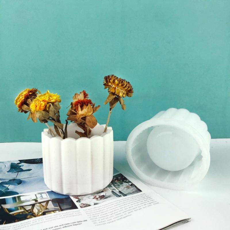 4Pcs Silicone Moulds for Concrete Flower Pots Cement Plant Pot Resin Molds Vase Mould Craft Garden Decorating Tools