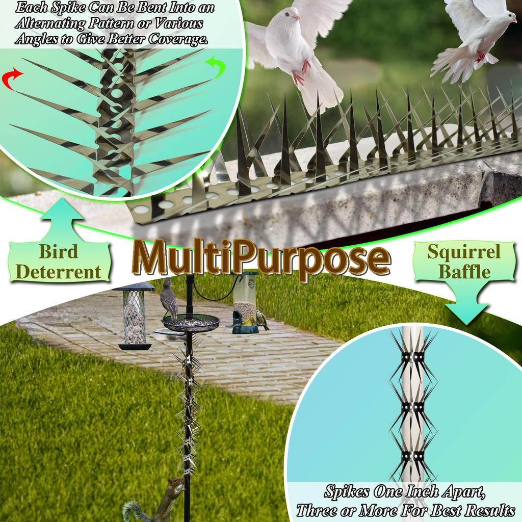 100cm Bird Spikes for Outdoor Pigeons and Other Small Birds Effectively Avoided Raccoons and Squirrels Climbing Metal Fence