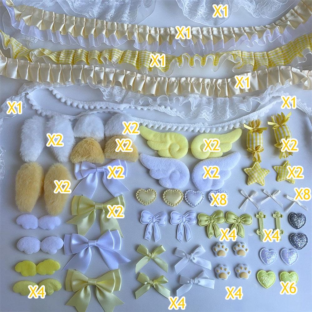 Colorful Ribbon Lace Trim Handmade Material Kit DIY Angel Wings Bunny Ear Handmade Material Pack Pain Bag Card Cover Decoration