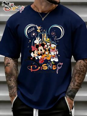 T-shirt con Stampa Cartone Animato Castello Disney Estate 2026 Harajuku Larga Casual Manica Corta Top Uomo Donna