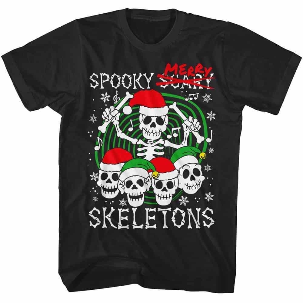 Spooky Scary Skeletons Merry Christmas Men s T Shirt S