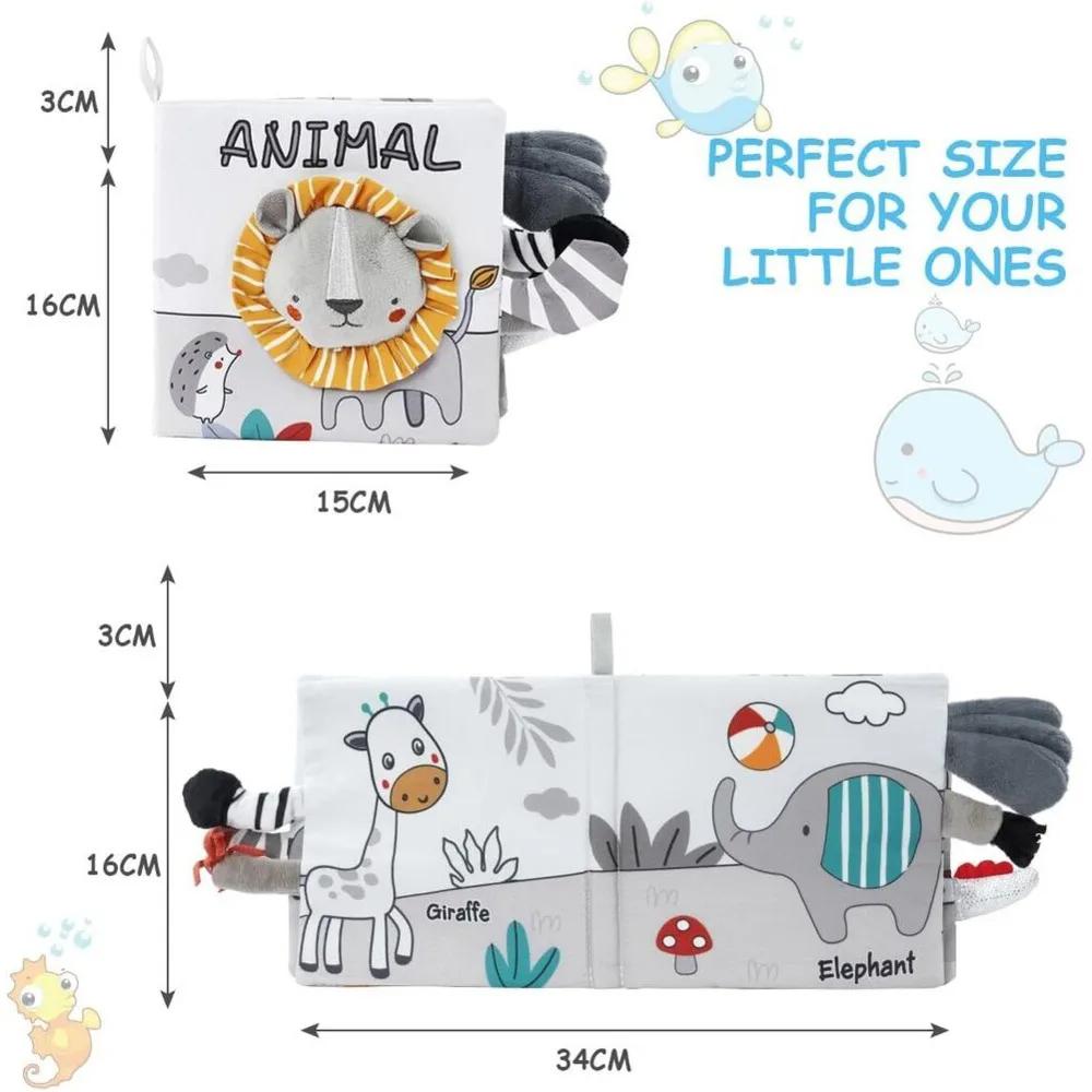 Baby Stoffbuch Spielzeug Tiere Weich Lernen Pädagogisches Spielzeug für Babys Entwicklung Montessori Sensorische Bücher Babyspielzeug 0 12 Monate