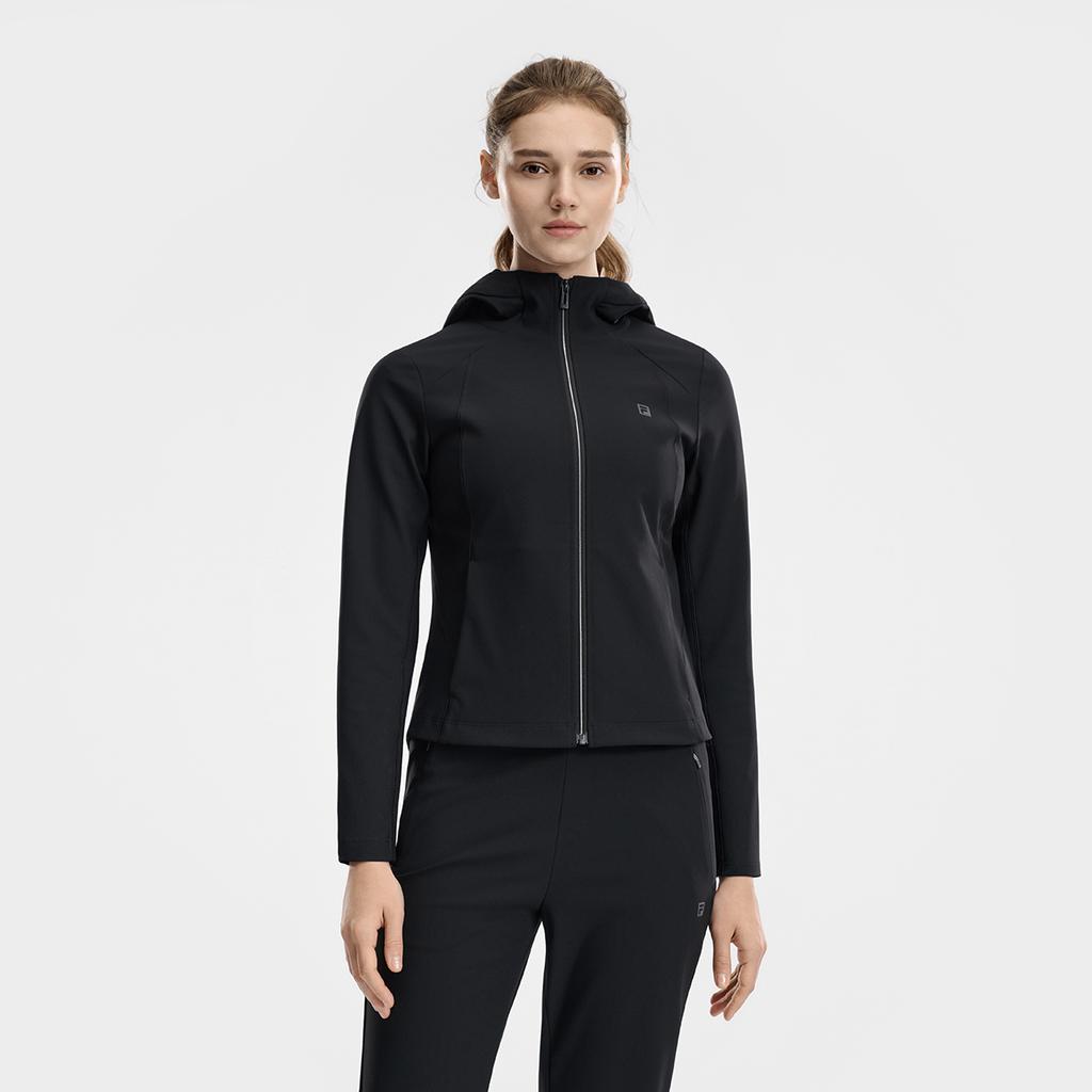Fila Fitness Classic Simple Sports Training Comfortable Versatile Slim Knit Hooded Jacket Women jackets Deep-Black A11W621503FBK