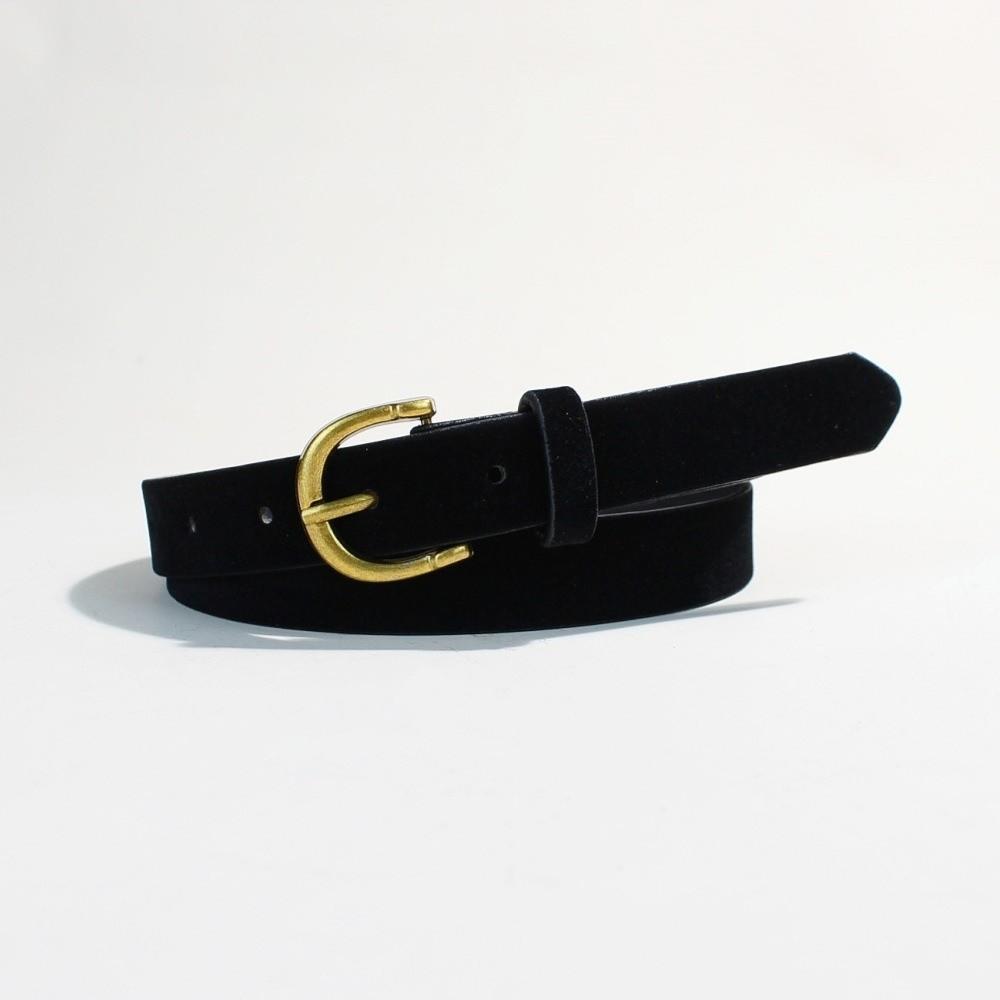 Versatile Women Waist Belt Luxury Design Frosted Thin Waistband  Jeans Decoration F01 Black