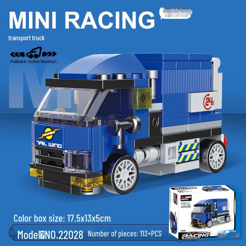 Pull-Back Assembly Toy Set: Campervan, Race Car, Ambulance, Fire Truck