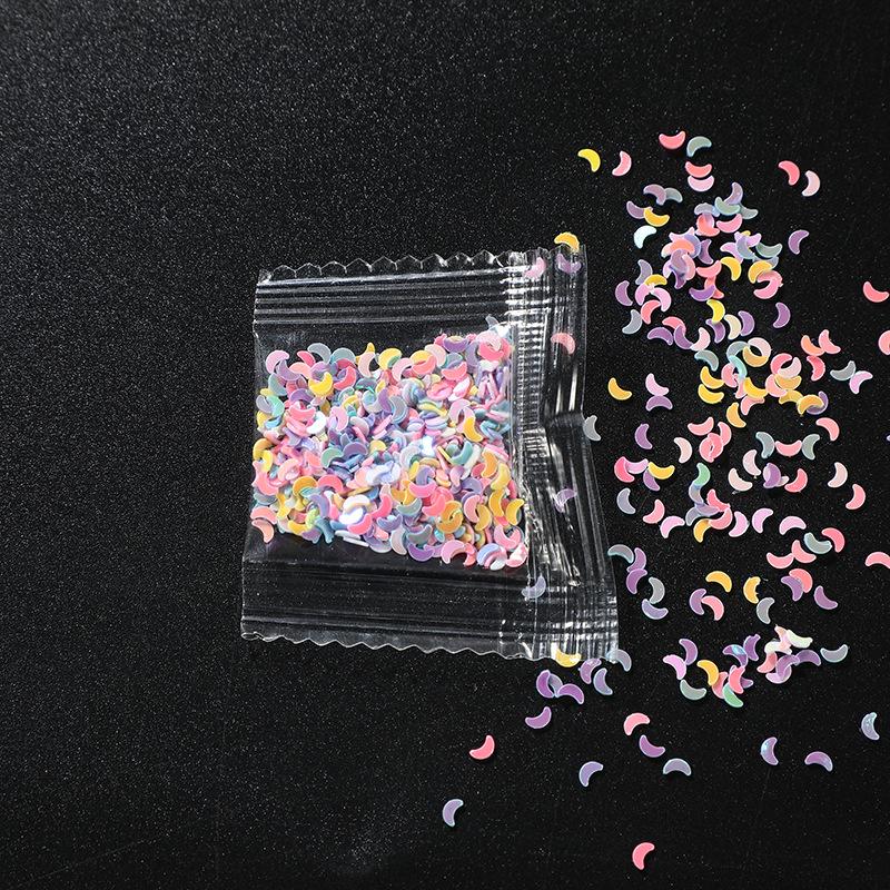 Iridescent DIY Nail Stickers: Moon, Star, Heart, Flower Sequins