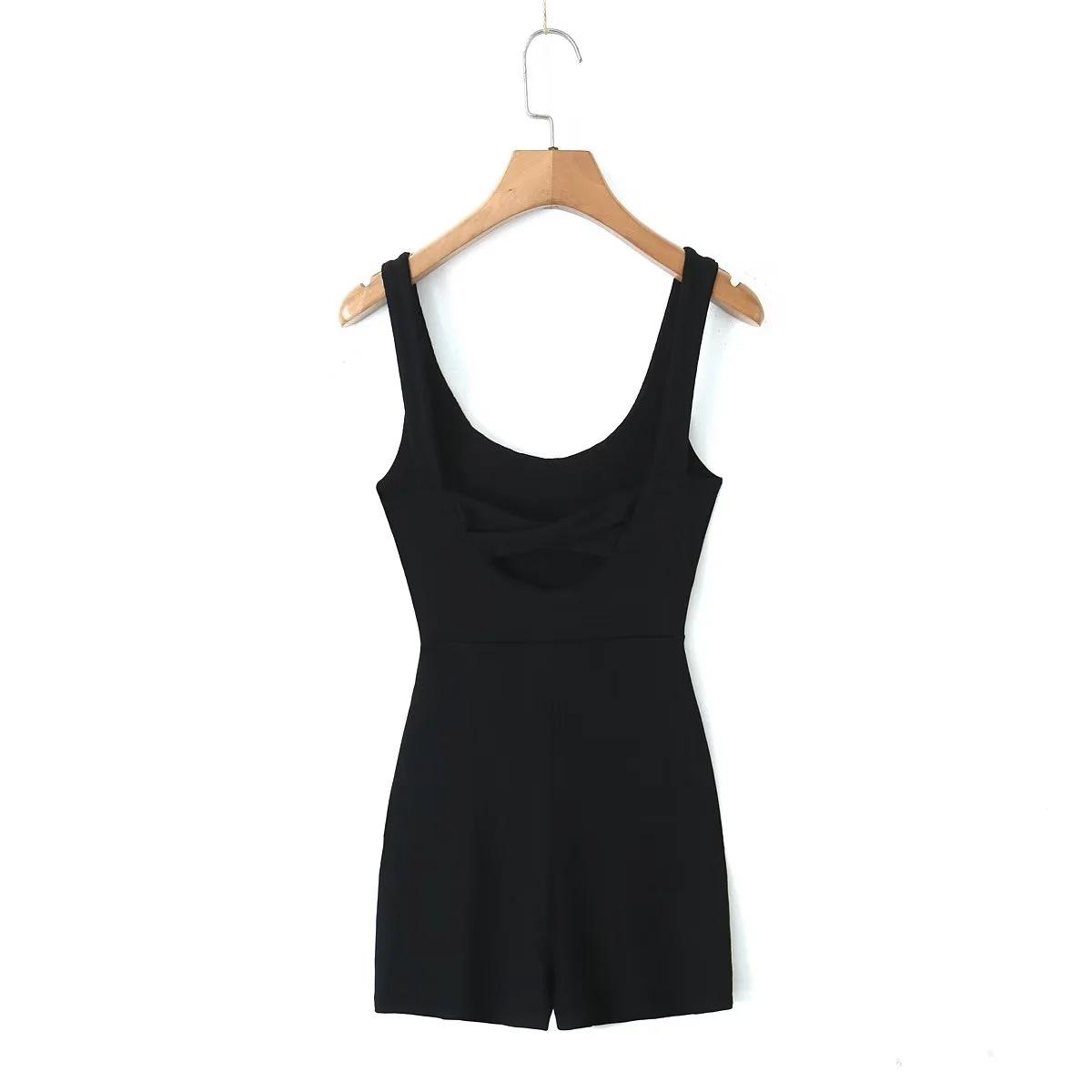 

2025 Весна/Лето Облегающий Комбинезон с Шортами, Сексуальный Эластичный Облегающий Комбинезон С Открытой Спиной, Для Женщин L чёрный