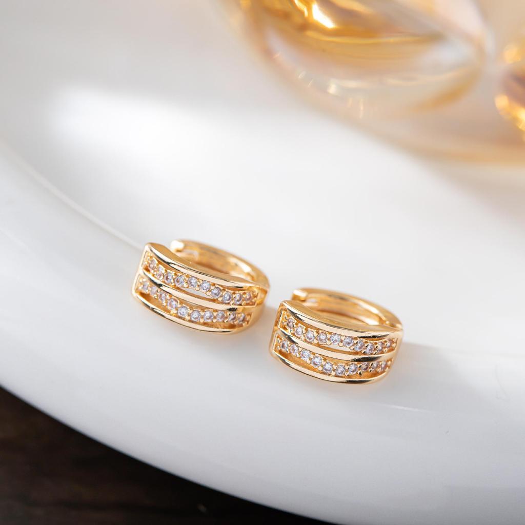 Korean Wave Double Row Rhinestone Ear Cuff with Zirconia for Women