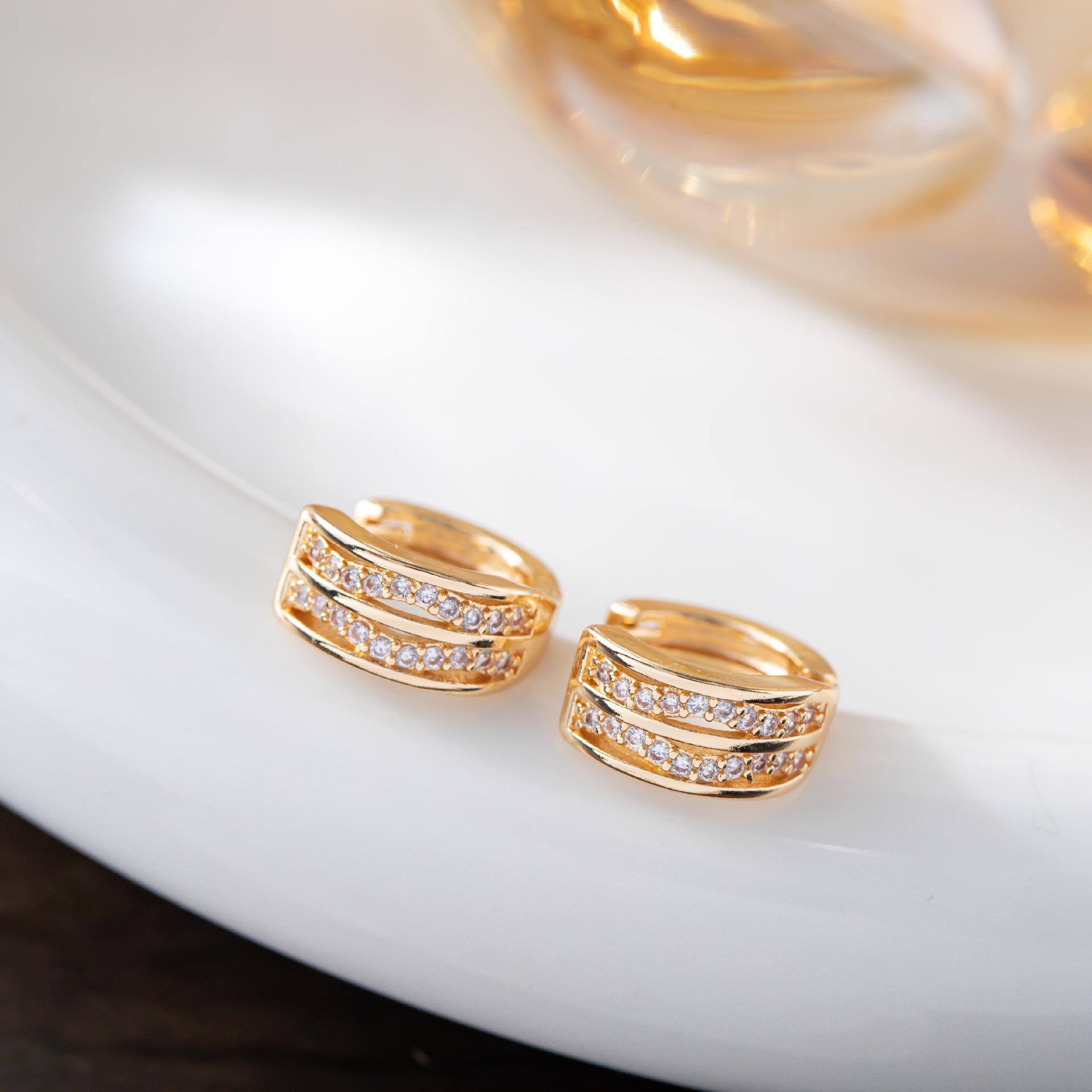 Korean Wave Double Row Rhinestone Ear Cuff with Zirconia for Women
