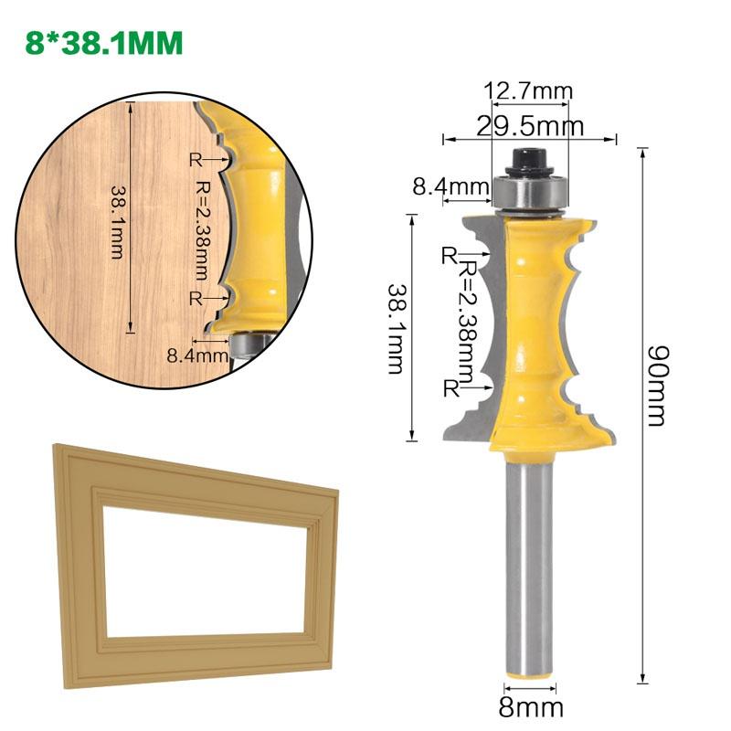 1Pc Mitered Drawer Front Molding Router Bit Door Handrail Line Tenon Cutter For Wood Tools - 8mm 12mm 1/2inch Shank