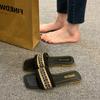 Ethnic style fisherman's cool slippers women's summer wear 41-43 large size woven sweat-absorbing flat-bottomed casual one-word slippers