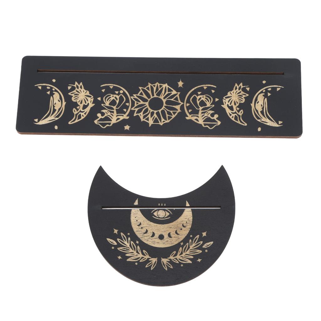 2-częściowy drewniany stojak na karty tarota w kształcie księżyca i prostokąta, drewniany stojak na karty tarota