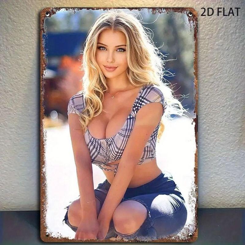 Sexy Girl Metal Tin Sign 20x30 cm for Garage & Workshop Decor