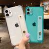 Fluorescent Clear Phone Case For Iphone 14 13 12 11pro Max Xr Xs Max 14plus X Soft Tpu Shockproof Wrist Strap Stand Back Cover