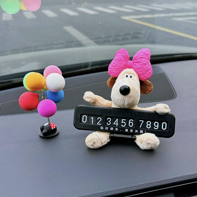 Bow-Knot Puppy Parking Sign Car Ornament Car Decoration Number Plate Driving Supplies