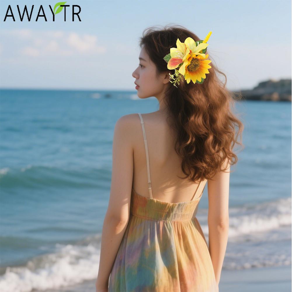 

AWAYTR Artificial Leafy Sunflower Duckbill Hairpin Floral Hair Clips Valentine Headwear Girl Hair Accessories Festival Gift